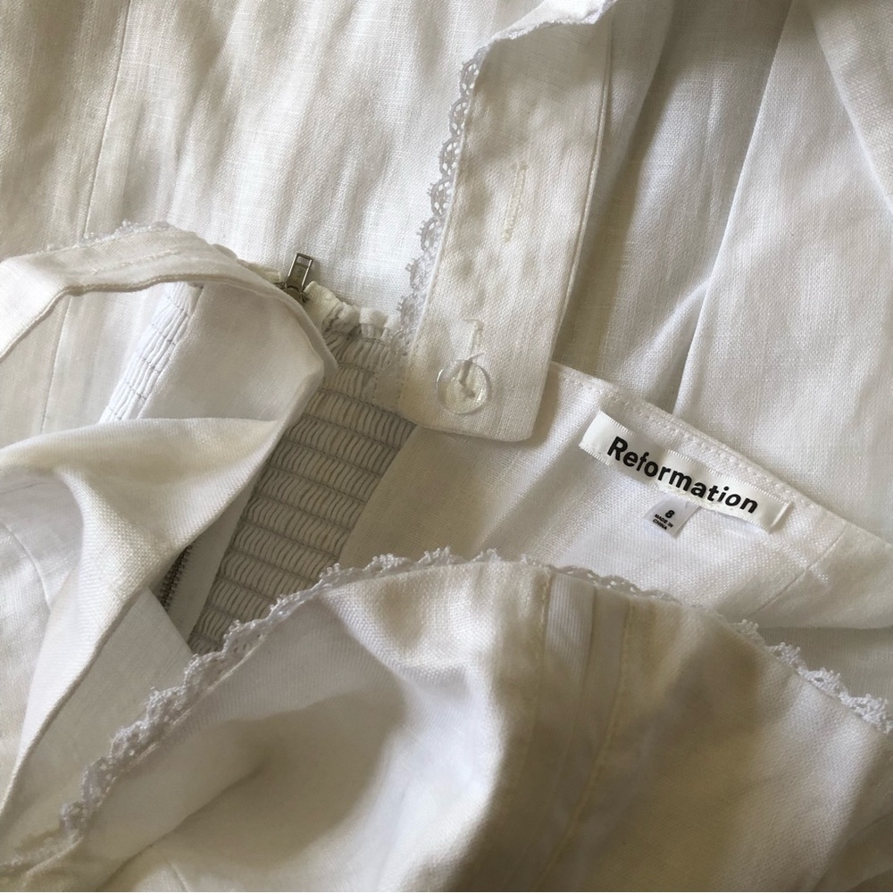 Reformation Tagliatelle Linen Dress Sz6 White - Picture 7 of 12